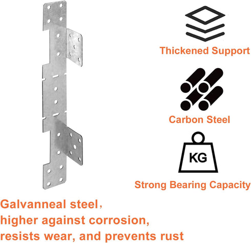 Galvanneal 18-Gauge Adjustable Stair-Stringer Connector, Interchangeable Concealed Hanger, 8 PCS with Screw