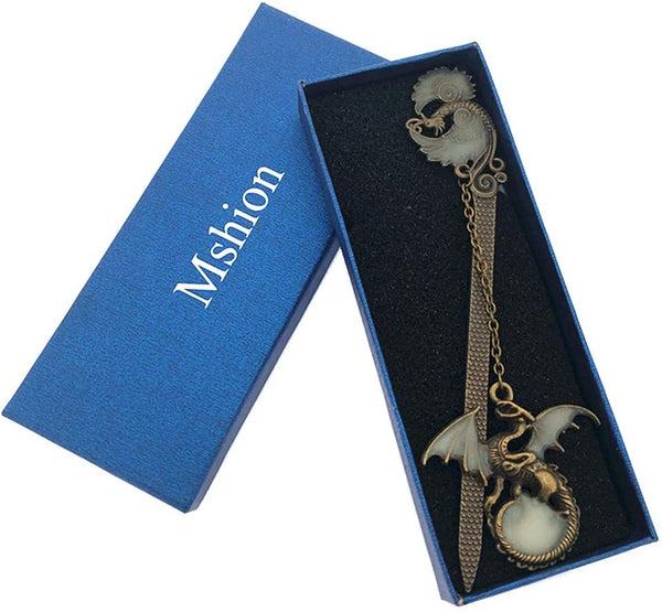 Metal Bookmarks for Women Men, Luminous Book Marks with Gift Box for Kids Girls Reading Lovers