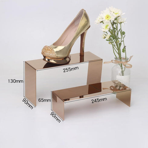 Amagogo Shoe Store Display Stands Shoe Bag Racks Standing for Showcase Wardrobe, High Rose Gold