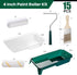 15 Pack, 4 Inch Paint Roller Kit, Paint Roller, Small Paint Roller with Tray Liners, Roller Paint Brush Covers for All