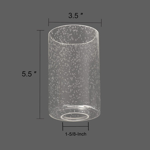 2 Pack 1-5/8-Inch G0004 Clear Seeded Glass Shade, Cylinder Light Fixture Replacement Globe or Cover with Fitter