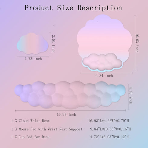 Set Cloud Keyboard Wrist Rest Mouse Pad with Wrist Rest for Computer Keyboard and Mouse Pad Memory Foam Cute Ergonomic