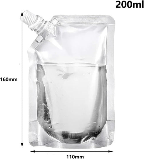 Yiodauh 50 Package Nozzle Pouch(200ml) Alcohol Pouches Pcs Transparent Plastic/Aluminum Foil Liquid Bags Juice Beverage