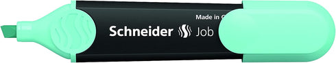 Schneider Job Pastel Highlighter, Chisel Tip, 1 + 5 mm, Black Barrel, Turquoise Ink, Box of 10 (1523)
