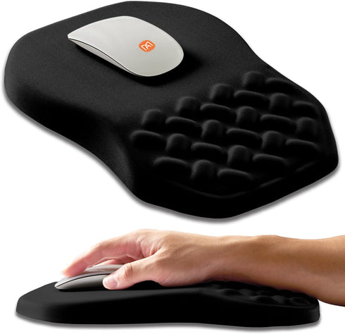 Ergonomic Slope Mouse Pad with Wrist Support, Carpal Tunnel Pain Relief, Memory Foam (12x8 inch, Black)