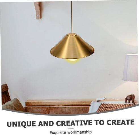 Hemobllo Copper Plated Metal Lamp Shade Cone for Ceiling Pendant Light Base Modern Lampshade for Desk and Floor Lamps