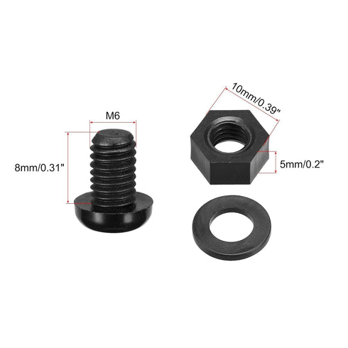 uxcell Nylon Screw Nut Washer Assortment Kit, M6x8mm Round Head Machine Screw Bolt Nuts, 20 Set