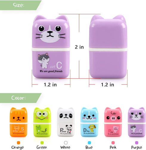Tamaki 6 Pack Cute Erasers for Kids, Pencil Rubber Eraser with Cover and Roller for Party Favors Gift Supplies (Model B)