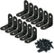 Corner Brace 30 x 30mm Stainless Steel Black Right Angle Bracket Fastener with Screws, 12 Pcs