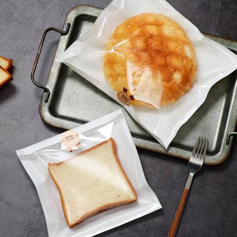 Nanaiche 100 Packaging (7.5 7.9 Inch) Pcs White Kraft Bread Bag Bakery Bags with Window,Toast bag Toast Paper Bag Paper