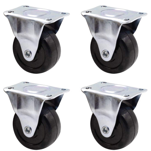 Luomorgo 4Pcs Heavy Duty 2 Inch Rubber Black Caster Wheels with Rigid Fixed Non-Swivel Top Plate for Furniture