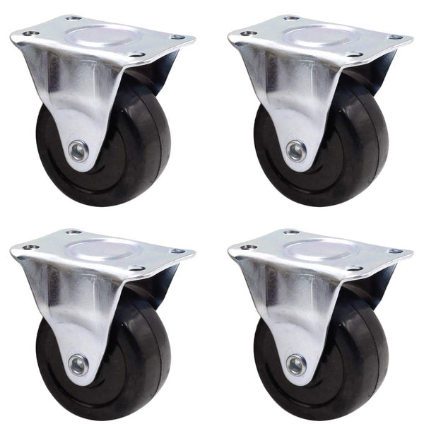 Luomorgo 4Pcs Heavy Duty 2 Inch Rubber Black Caster Wheels with Rigid Fixed Non-Swivel Top Plate for Furniture