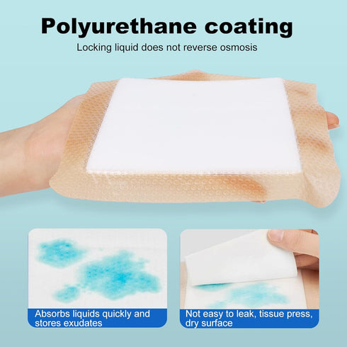 ZMZPA 6x6 (10) Silicone Foam Dressing Gentle Border, Super Absorbent Wound Dressing, Bed Sore Patches, Waterproof