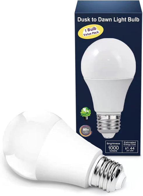 Torkase Outdoor Dusk to Dawn Light Bulbs, 12W (100W Equivalent), 3000K Warm White, E26 A19 Automatic Sensor LED Bulbs