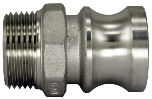 Duda Energy CamPlug-M050 304 Stainless Steel Cam-and-Groove Pipe Fitting Adapter, 1/2" Cam Lock Plug x 1/2" Male NPT
