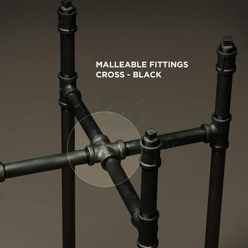 Everflow Supplies BMCR0014 Black Malleable Cross Fitting, 0.25 Inch (CNDS0036)
