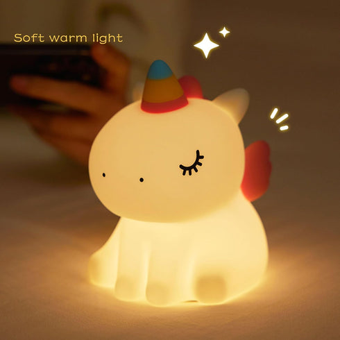 Hplvetoys Unicorn Night Light,Silicone LED Duck Lamp,Cute Lamps,Rechargeable Bedside Touch Lamp