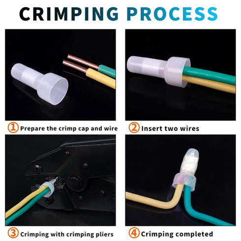 200 Pcs Closed End Crimp Connectors, 12-10 AWG Gauge Wire End Caps Protective Nylon Wire Crimps