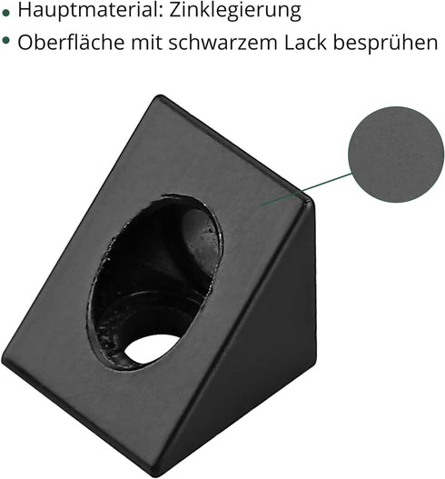 JiGiU 10PCS Triangle Angle Sharp Corner Bracket, Black Connector for 6mm Slot Aluminum Extrusion Profile