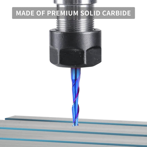 EANOSIC 3/16" 1/4" 2D 3D Upcut Spiral Router Bit Cutting Diameter Shank with Extra Long Life Coating, Solid Carbide CNC