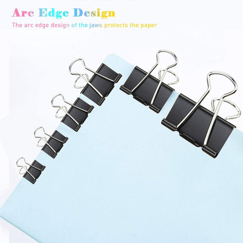 Mini Binder Clips, 144 Pack, 5/8 Inch Standard Black, Mini Paper Clips with Plastic Box, Fold Clamp