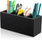 Pencil Pen Holder for Desk, Wooden Office Organizers with 4 Slots for Countertop, Makeup Brush Holder, Black