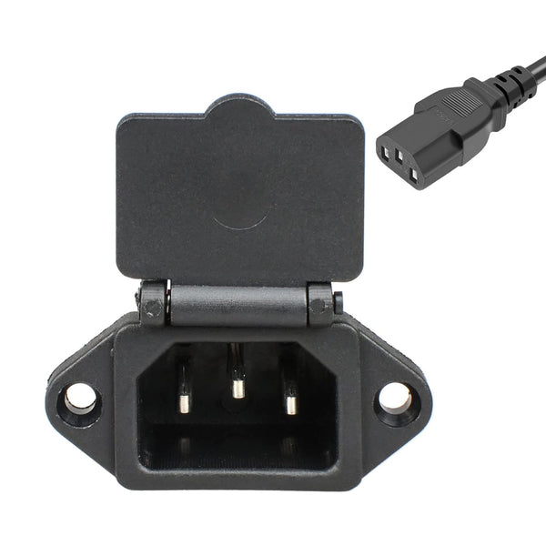 QTEATAK 2 Pcs AC 250V 10A IEC 320 C14 Panel Mount Plug Adapter Power Connector Socket with Spring Cover