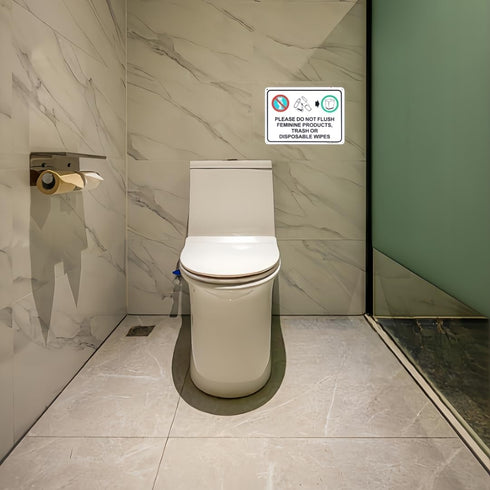 Enjoyist 2-Pack Sign10"x 7" Please Do Not Flush Feminine Products, Trash Or Disposable Wipes Plastic Sign