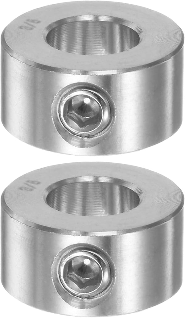 HARFINGTON 2pcs Shaft Collar 3/8" Bore, 304 Stainless Steel Set Screw Shaft Collars for Machine Tools