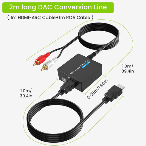 Tihokile 192KHz Toslink/Optical+3.5mm 3.5mm Speaker/Soundbar/Headset ARC Audio Extractor, HDMI ARC to AUX Output, HDMI