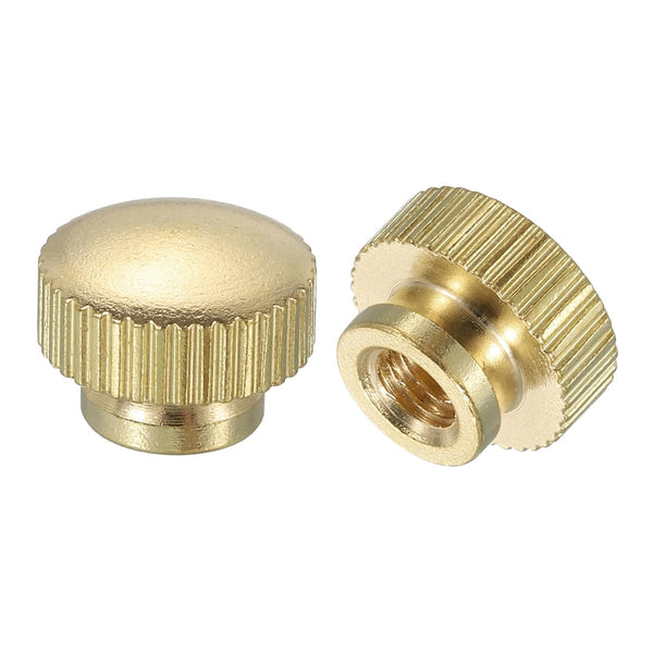 uxcell Knurled Thumb Nuts, 2Pcs M5 x D12mm x H9mm Brass High Head Blind Hole Round Knobs