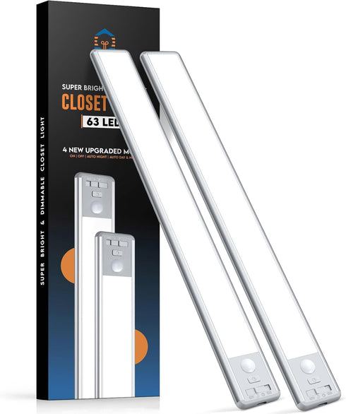 Reoshine 63 LED Closet Lights Motion Sensored, 2500mAh Rechargeable Under Cabinet Lighting,