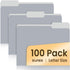 SUNEE Letter Size File Folders, 100 Pack Gray Manilla Folders 8.5 x 11 with 1/3-Cut Tabs for Office Home School