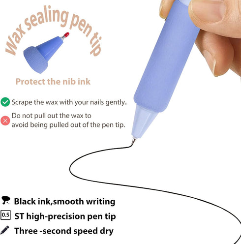Cute Blue Sky Retractable Ballpoint Pens, Fine Point 0.5mm, Black Ink, 4-Count Pack for School Office Supplies