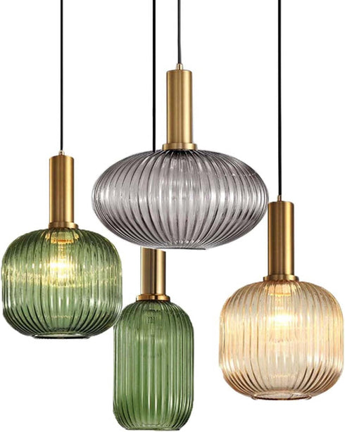 Debbte 5.1 Inches) Industrial Vintage Glass Pendant Lighting Brass Finish Modern Retro Drop Ceiling Light Hanging Lamp