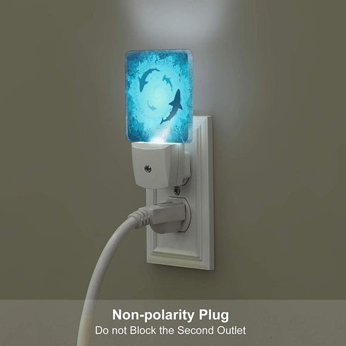 FSHVQKD Floating Sharks Night Light,Plug Into Wall with Dusk to Dawn Light Sensors, Warm Nightlights for Bedroom