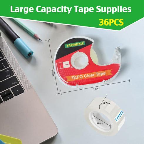 Clear Tape for Wrapping and Repairing with Dispenser, 0.7 X 1000 Inch, 36 Pack