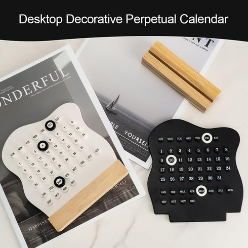 Mulaibdin Desktop Perpetual Calendar, Reusable Block Calendar for Desk, Modern Ring Date Calendar, Record Cute Decor