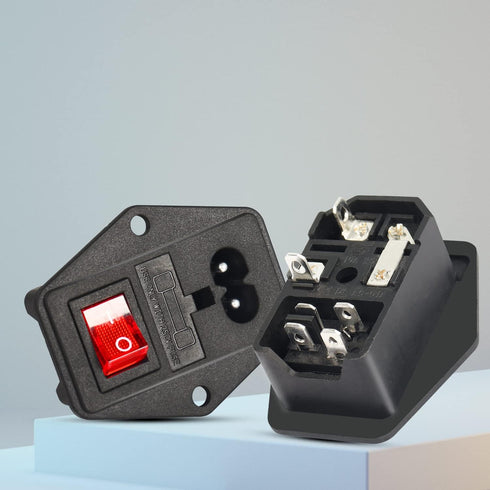 PNGKNYOCN 10A 250V Rocker Switch Power Socket Inlet Module Plug, 2-Pack with Indicator Light and 10A Fuse