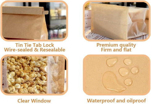 GOULIKFUL 100PCS 11x5.1x3.9 Inch Packaging Bread Bags for Homemade Breads, Resealable Cookie Bags with Tin Tie Tab