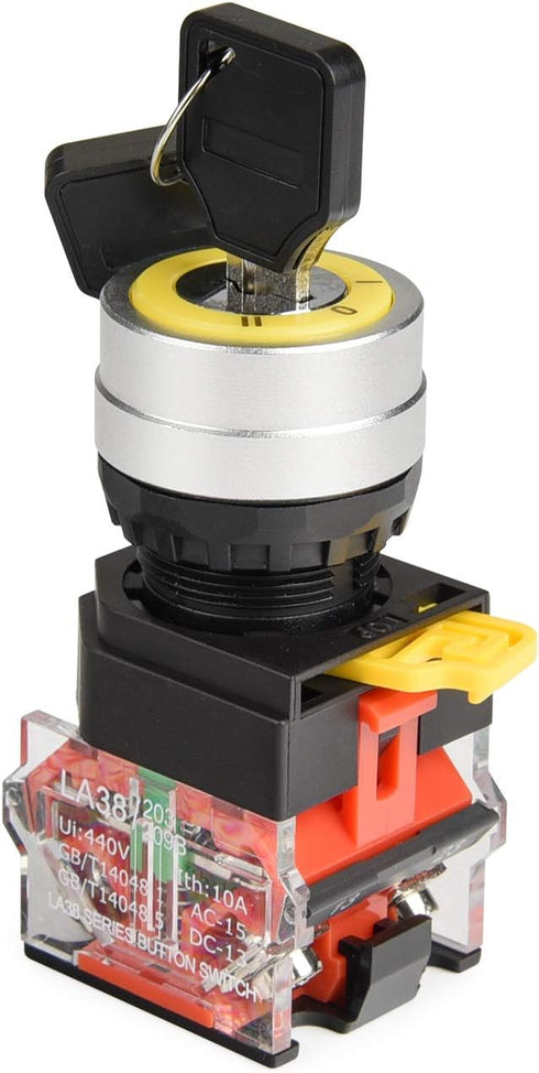 APIELE 22mm Key Switch, 440V 10A, 2NO Maintained (3 Position, Latching)