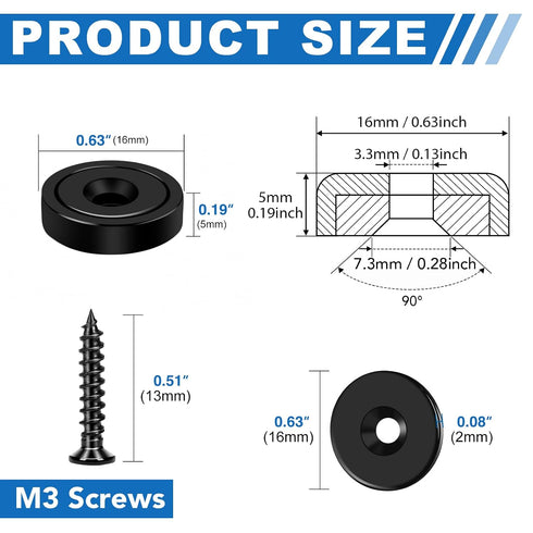 20lbs 12Pack Locks-Black,0.63x0.19inch LOVIMAG Cabinet Magnets, Rare Earth Magnets, Strong Magnet with Holes and Iron