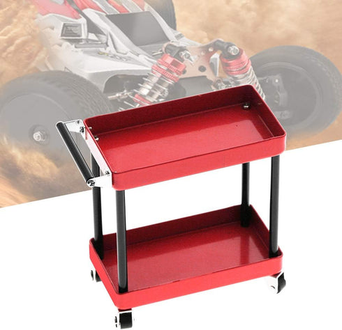 01 02 015 1/8 1/10 1/12 1/1(red) Tool Organizers, Metal Tool Cart Compatibile Lasting Performance with Wheels for RC
