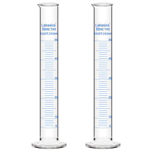 2-Pack 50 ml Borosilicate Glass Graduated Measuring Cylinder