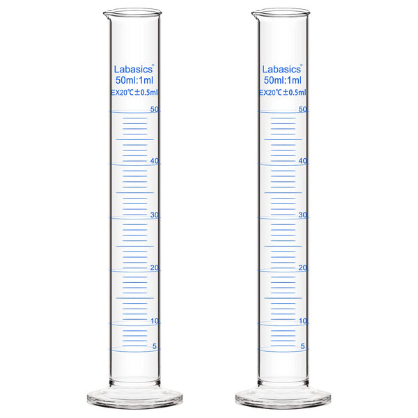 2-Pack 50 ml Borosilicate Glass Graduated Measuring Cylinder