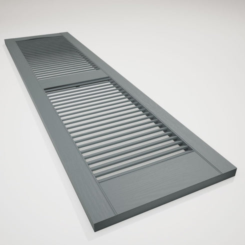 Builders Edge 14.5 52 419 in. W x in. H , Standard Cathedral Top Center Mullion, Open Louver Shutters, Includes