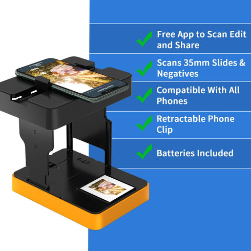 DigitConvert 35mm, 35mm Mobile Film Scanner Positive Slide & Negative Scanner Photo Scanner Converts Slides & Negatives