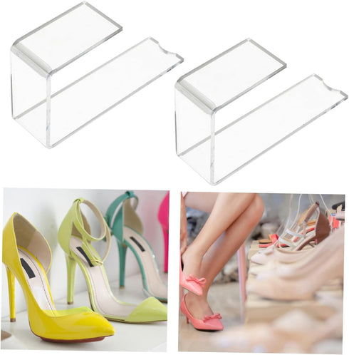2pcs PRETYZOOM Acrylic High Heel Display Stands for Retail Shop Transparent Shoe Racks for Sneakers and High Heels