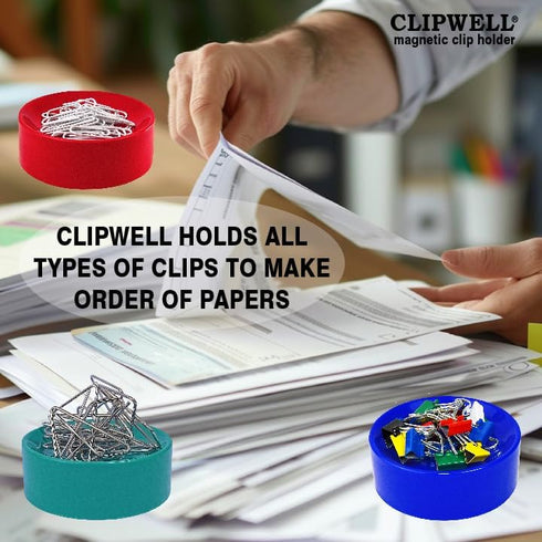 Blue Feather Clipwell Magnetic Paper Clip Holder - Easy Toss & Pick-Up, White - Holds Various Metal Parts