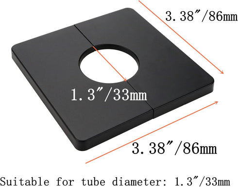 2 Pcs Wall Split Flange, ABS Square Self-Adhesive Escutcheon Plate for 1.3"/33mm Diameter Pipe
